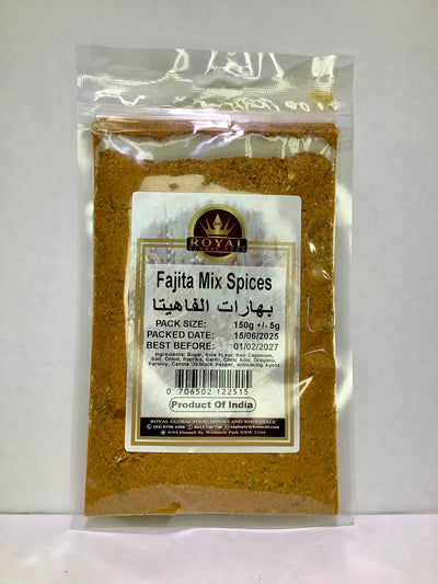 Packaged fajita mix spices with a label on a white background